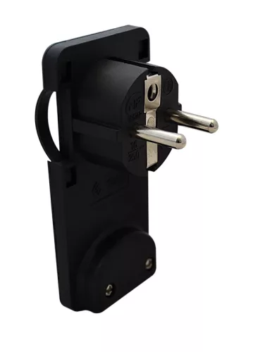 Tracon TCSDRB, Rejthető szerelhető csatlakozó dugó,lapos,fekete 250VAC, max.10/16A (DUAL Schuko/French)