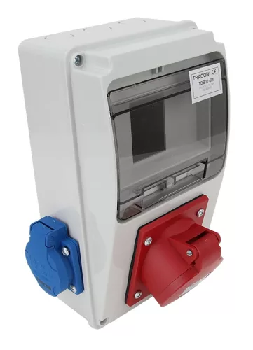 Tracon TDB01-6M Csatlakozó doboz, védelem nélkül Out: 2×SCHUKO+1×16A(3P+N+E)