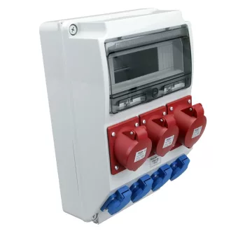   Tracon TDB03-12M Csatlakozó doboz, védelem nélkül Out:4×SCHUKO+2×16A(3P+N+E)+1×32A(3P+N+E)