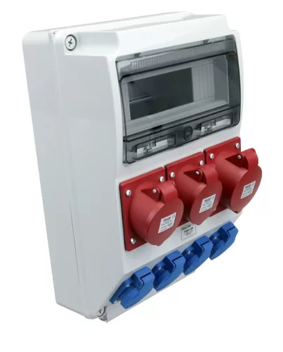 Tracon TDB03-12M Csatlakozó doboz, védelem nélkül Out:4×SCHUKO+2×16A(3P+N+E)+1×32A(3P+N+E)