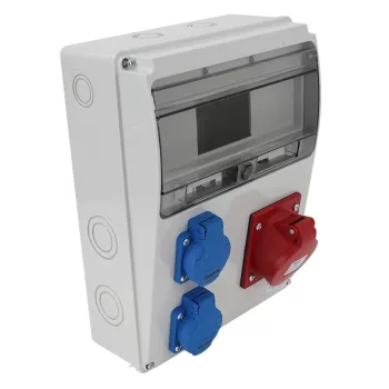   Tracon TDB04-11M Csatlakozó doboz, védelem nélkül Out: 2×SCHUKO+1×16A(3P+N+E)