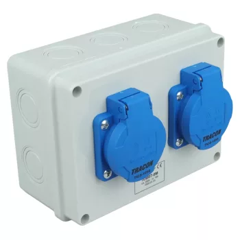   Tracon TDB07-0M Csatlakozó doboz, védelem nélkül Out: 2×SCHUKO
