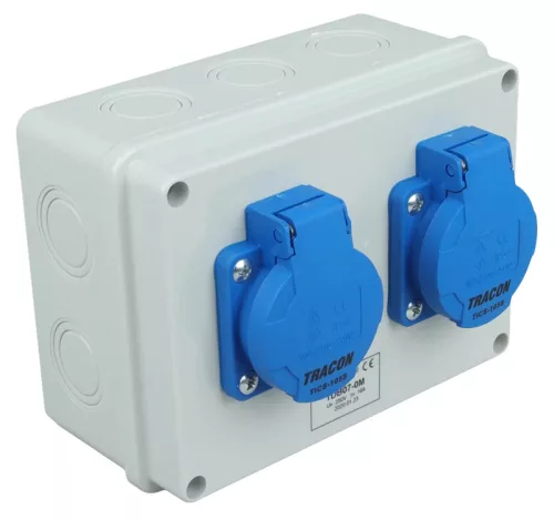 Tracon TDB07-0M Csatlakozó doboz, védelem nélkül Out: 2×SCHUKO