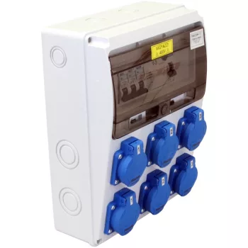   Tracon TDB14-11MV3 Csatlakozó doboz védelemmel, vezetékezett, összeszerelt (MV) Prot.:RCCB,MCB,Out:6×SCHUKO