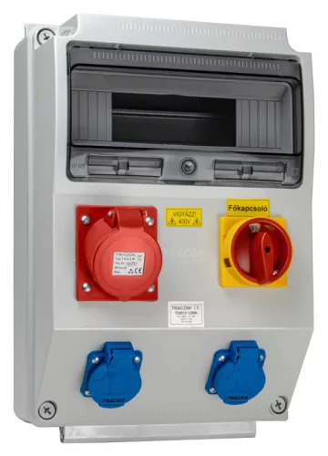 Tracon TDB15-12MK Csatlakozó doboz, védelem nélkül, főkapcsolóval Out:2×SCHUKO+1×16A(3P+N+E)