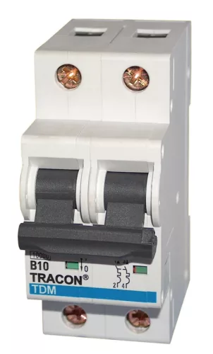 Tracon TDM-2C-20 kismegszakító, 2 pólusú, C karakterisztika, 20 A, 10 kA