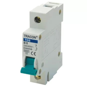 Tracon TDS-1C-1 kismegszakító színes karral, 1 pólusú, C karakterisztika, 1 A, 6 kA
