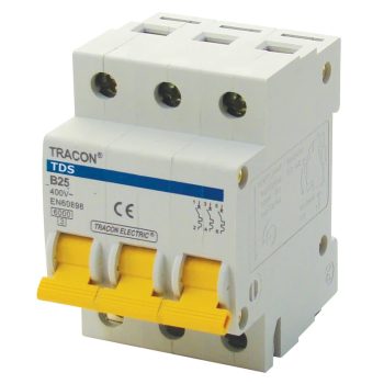   Tracon TDS-3B-63, Kismegszakító, színes karral, 3 pólus, B karakterisztika 63A, 6kA