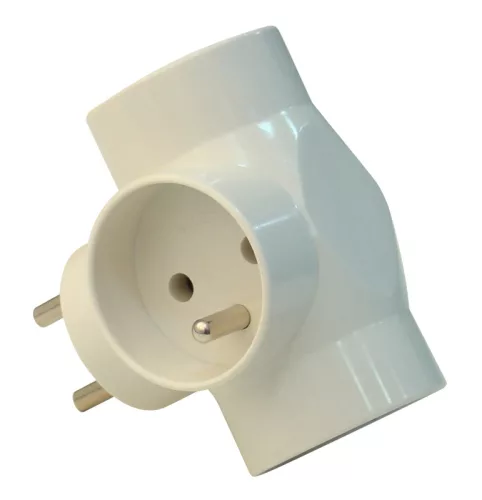 Tracon TDUGOF, Többférőhelyes átalakító csatlakozó, francia kivitelű, fehér 3×French, max.16A, 250V