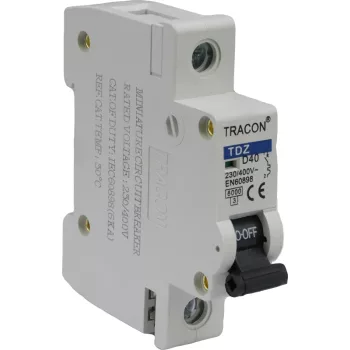   Tracon TDZ-1D-13, Kismegszakító, 1 pólus, D karakterisztika 13A, 6kA