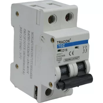   Tracon TDZ-2D-10, Kismegszakító, 2 pólus, D karakterisztika 10A, 6kA