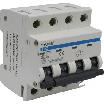   Tracon TDZ-4D-13, Kismegszakító, 4 pólus, D karakterisztika 13A, 6kA