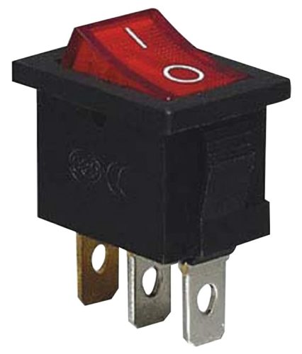 Tracon TES-33 Készülékkapcsoló, BE-KI, piros-világító (0-I felirat) 16(6)A, 250V AC