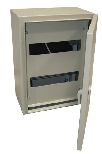 Tracon TFE403020M Maszkolt fém szekrény, 24 modul, 2 sor, teli ajtóval, 400x300x200, IP55, falon kívüli