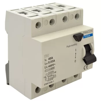   Tracon TFG4-25300, Áram-védőkapcsoló, 4 pólusú 25A, 300mA, 6kA, A / AC