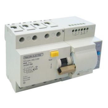   Tracon TFIG4-25100, Áram-védőkapcsoló visszakapcsoló automatikával, 4 pólusú 25A, 100mA, 10kA, A / AC