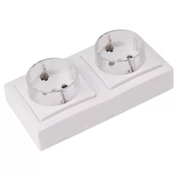   Tracon TFKSCH-2, Falon kívüli csatlakozóaljzat 2×16A/250VAC, IP20 (SCHUKO)