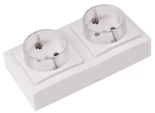 Tracon TFKSCH-2, Falon kívüli csatlakozóaljzat 2×16A/250VAC, IP20 (SCHUKO)