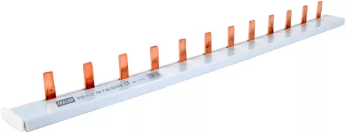 Tracon TFSS-1-12, Soroló sín - csapos kivitelű max.63A, 230/400VAC, 1P, 12modul, 215mm