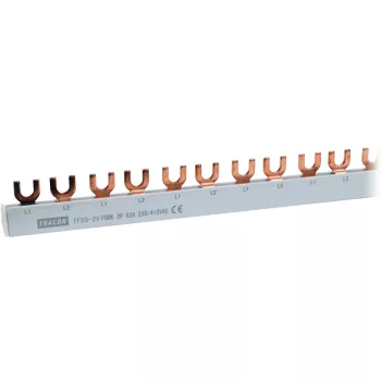   Tracon TFSS-2V, Soroló sín - villás kivitelű max.63A, 230/400VAC, 2P, 56modul, 1m