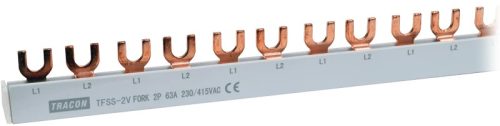 Tracon TFSS-2V, Soroló sín - villás kivitelű max.63A, 230/400VAC, 2P, 56modul, 1m