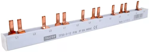 Tracon TFSS-3-12 soroló sín csapos (pin) kivitelű 3P 63A