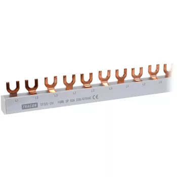   Tracon TFSS-3V, Soroló sín - villás kivitelű max.63A, 230/400VAC, 3P, 56modul, 1m