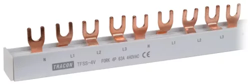 Tracon TFSS-4V, Soroló sín - villás kivitelű max.63A, 4P, 56modul, 1m