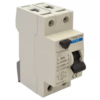   Tracon TFV2-40100, Áram-védőkapcsoló, 2 pólusú 40A, 100mA, 6kA, AC