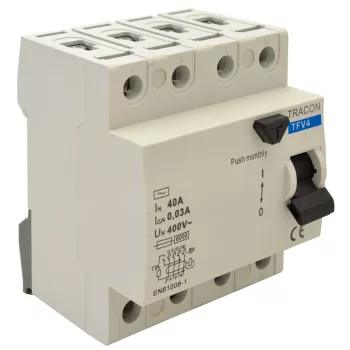   Tracon TFV4-16300, Áram-védőkapcsoló, 4 pólusú 16A, 300mA, 6kA, AC