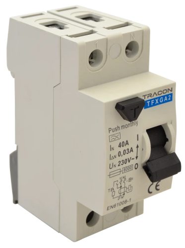 Tracon TFXGA2-16030 Áram-védőkapcsoló, 2 pólusú G/A 16A, 30mA, 10kA, G/A (ÖVE E 8601)