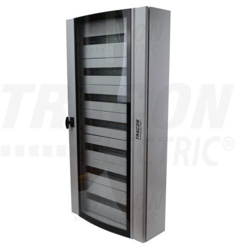 Tracon TGE6012020 Maszkolt fém szekrény, 168 modul, 7 sor, átlátszó ajtóval, 1200x600x200, IP54, falon kívüli