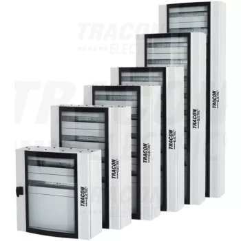   Tracon TGE6018020 Maszkolt fém szekrény, 264 modul, 11 sor, átlátszó ajtóval, 1800x600x200, IP54, falon kívüli