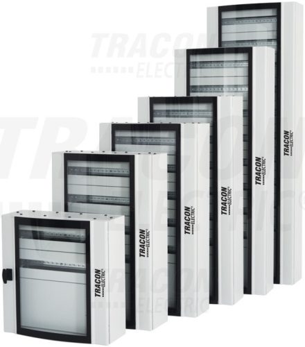 Tracon TGE6018020 Maszkolt fém szekrény, 264 modul, 11 sor, átlátszó ajtóval, 1800x600x200, IP54, falon kívüli