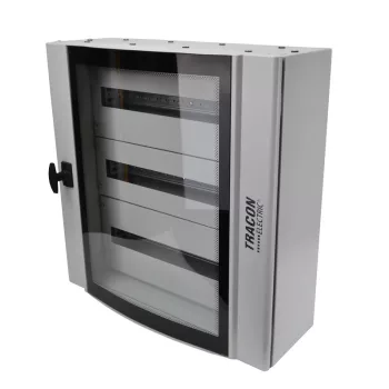   Tracon TGE606020 Maszkolt fém szekrény, 72 modul, 3 sor, átlátszó ajtóval, 600x600x200, IP54, falon kívüli