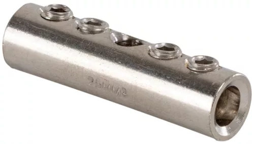 Tracon THCS25 Szigeteletlen toldóhüvely csavarral, ónozott 25mm2, (d1=7mm, L=45mm)