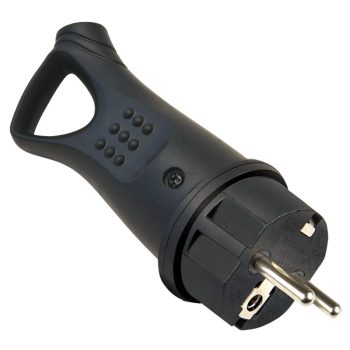   Tracon TICS-012GH Csatlakozó dugó, védőérintkezővel, gumi, húzófüles 16A, 250V, 2P+E, IP44 (DUAL Schuko/French)