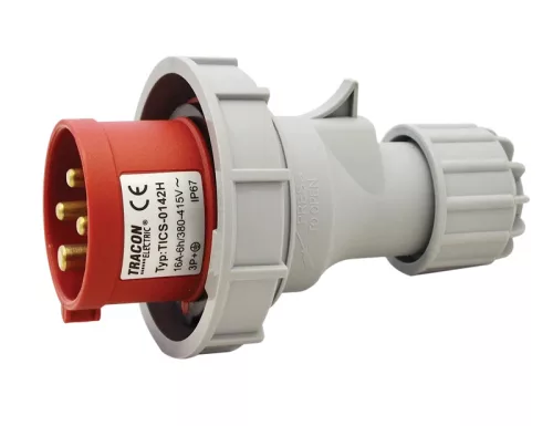 Tracon TICS-0142H ipari csatlakozódugó 16A, 400V, 3P+E, 6h, IP67