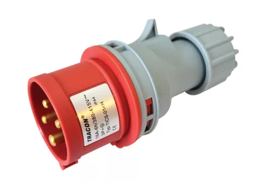 Tracon TICS-014H ipari csatlakozódugó 16A, 400V, 3P+E, 6h, IP44