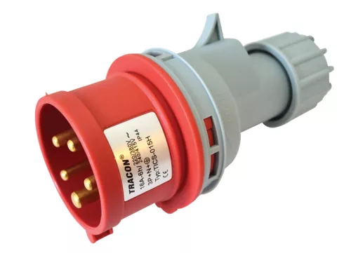 Tracon TICS-015H ipari csatlakozódugó 16A, 400V, 3P+N+E, 6h, IP44