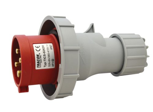 Tracon TICS-0242H Ipari csatlakozó dugó, fokozott védelemmel 32A, 400V, 3P+E, 6h, IP67