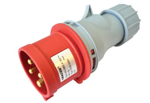 Tracon TICS-024H Ipari csatlakozó dugó, külső tömítőszelencével 32A, 400V, 3P+E, 6h, IP44