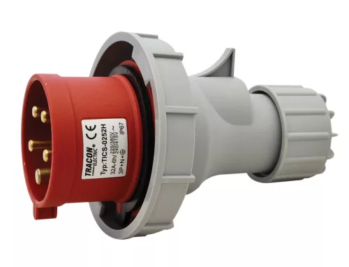Tracon TICS-0252H ipari csatlakozódugó 32A, 400V, 3P+N+E, 6h, IP67