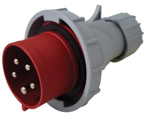 Tracon TICS-0252PF Fázisfordítós ipari csatlakozó dugó külső tömszelencével 32A, 400V, 3P+N+E, 6h, IP67