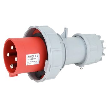   Tracon TICS-034 Ipari csatlakozó dugó, fokozott védelemmel 63A, 400V, 3P+E, 6h, IP67