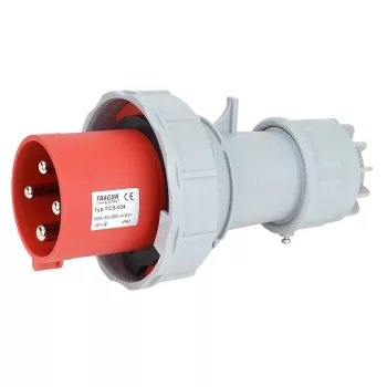 Tracon TICS-034 ipari csatlakozódugó 63A, 400V, 3P+E, 6h, IP67