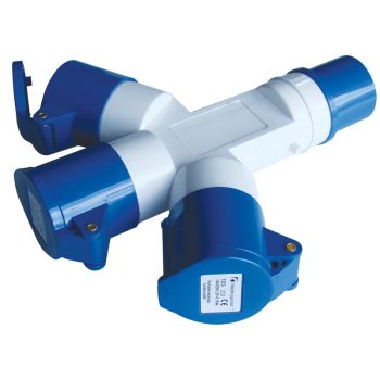   Tracon TICS-1023 Ipari elosztó-csatlakozóaljzat 16A, IN 1x2P+E 6h, OUT 3x2P+E 6h, IP44