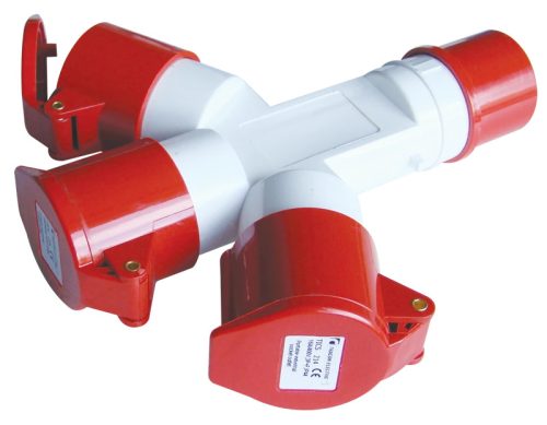 Tracon TICS-1024 Ipari elosztó-csatlakozóaljzat 16A, IN 1x3P+E 6h, OUT 3x3P+E 6h, IP44