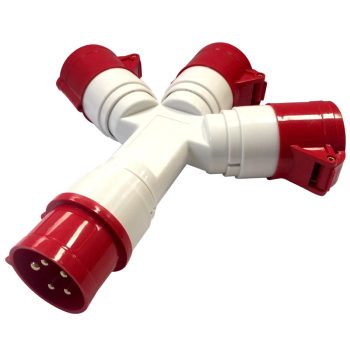   Tracon TICS-1025 Ipari elosztó-csatlakozóaljzat 16A, IN 1x3P+N+E 6h, OUT 3x3P+N+E 6h, IP44