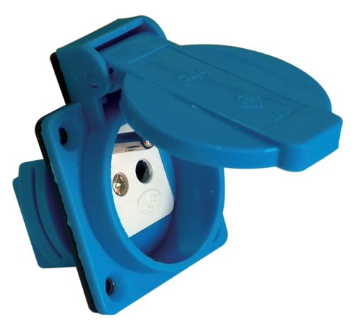 Tracon TICS-105SF Beépíthető csatlakozóaljzat, csapos védőérintkezővel, kerek 16A, 250V, 2P+E, IP44 (FRENCH)